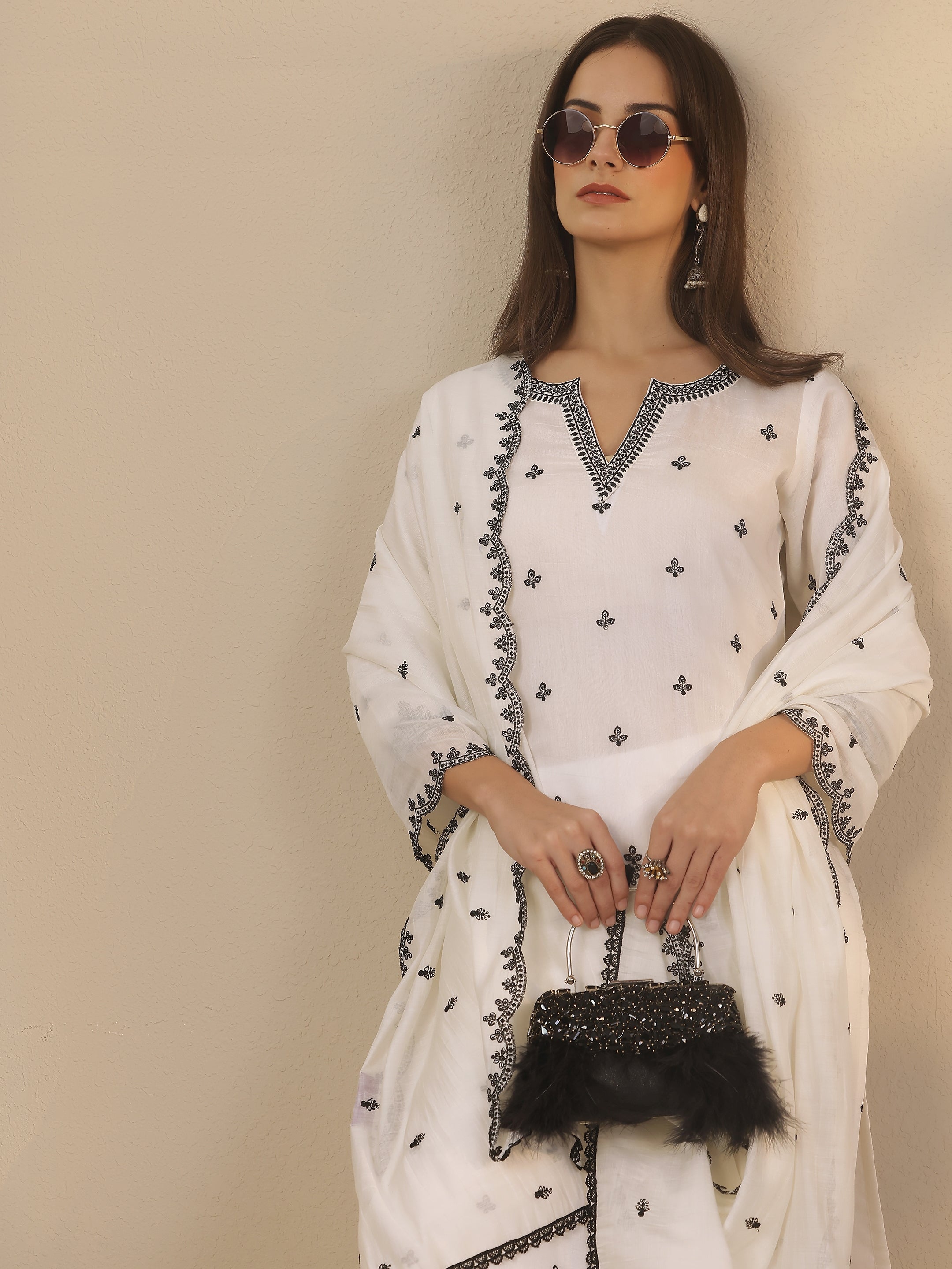 libas White Embroidered Chanderi Cotton Straight Suit Set With Dupatta-picture-49