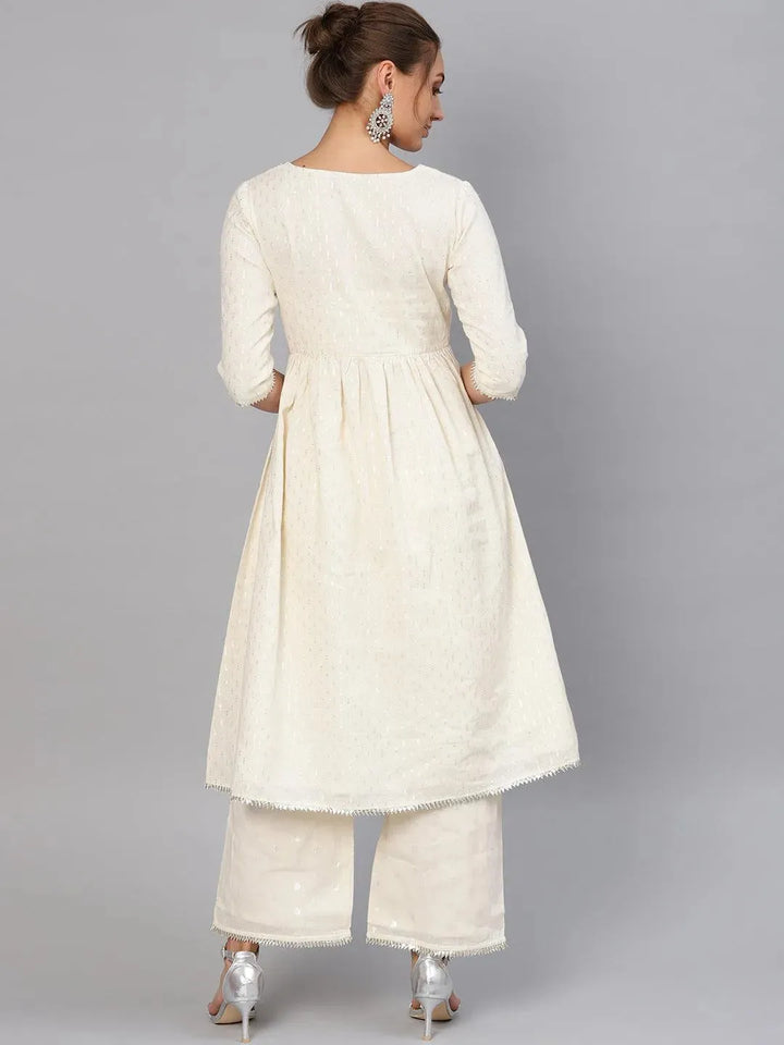 White Embroidered Cotton Kurta Set - Libas