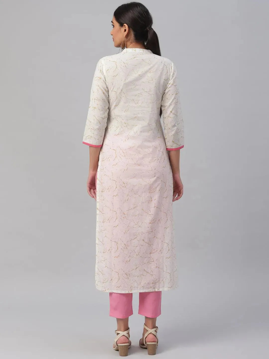 White Embroidered Cotton Kurta - Libas 