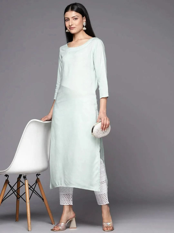 White Embroidered Cotton Trousers - Libas
