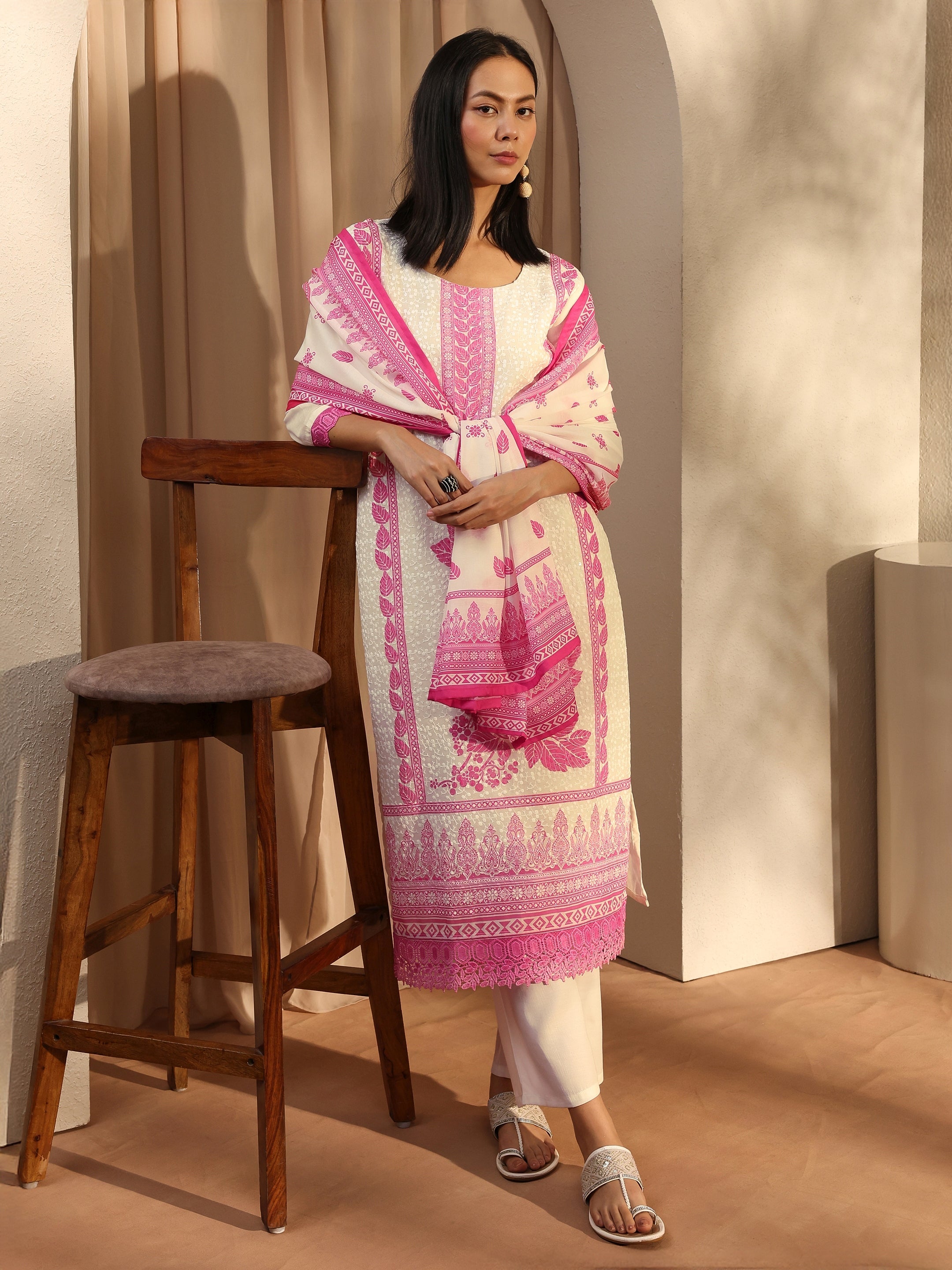 libas White Floral Printed Cotton Blend Straight Suit Set With Dupatta-picture-20