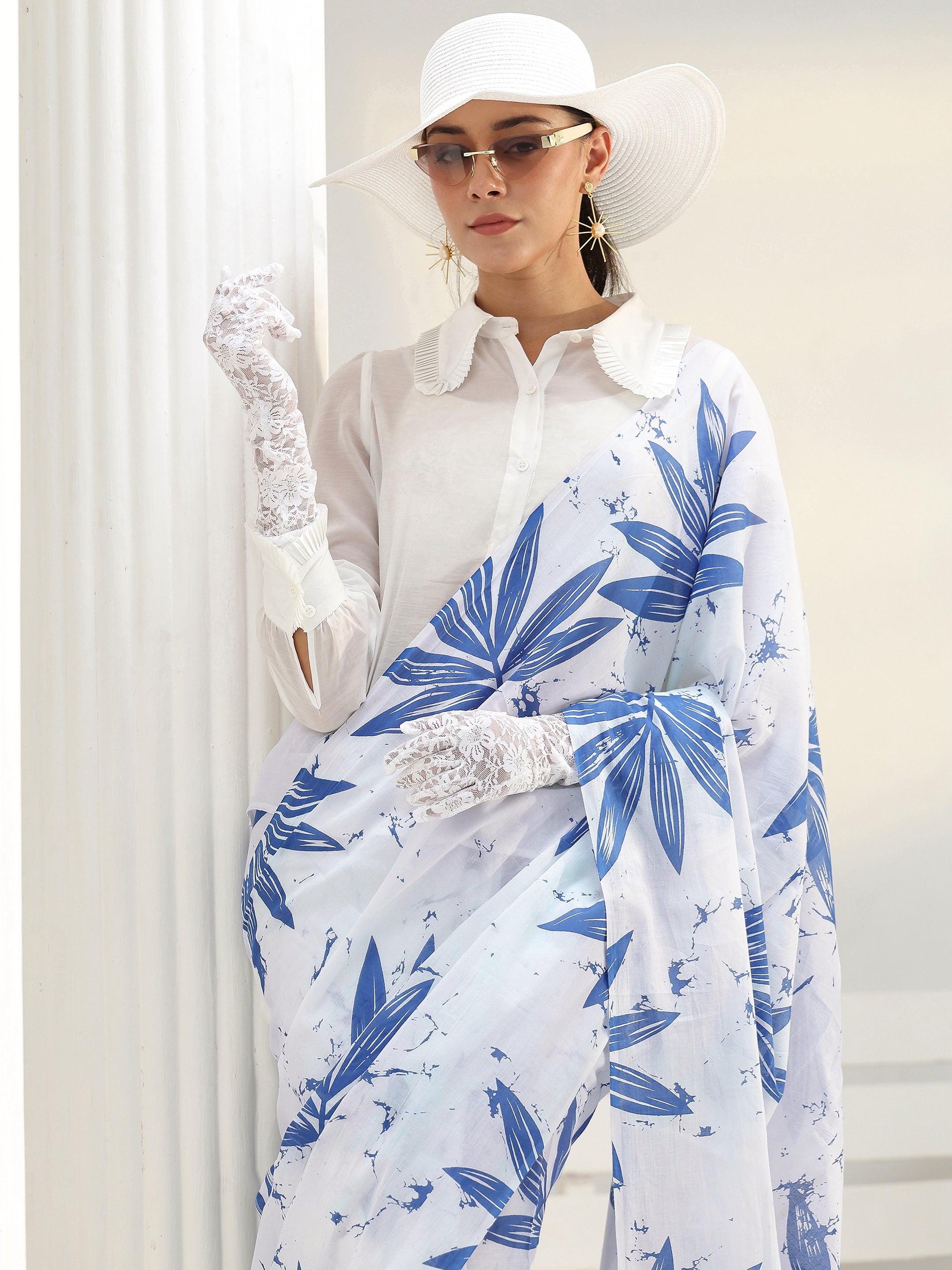 libas White Floral Printed Cotton saree-picture-59