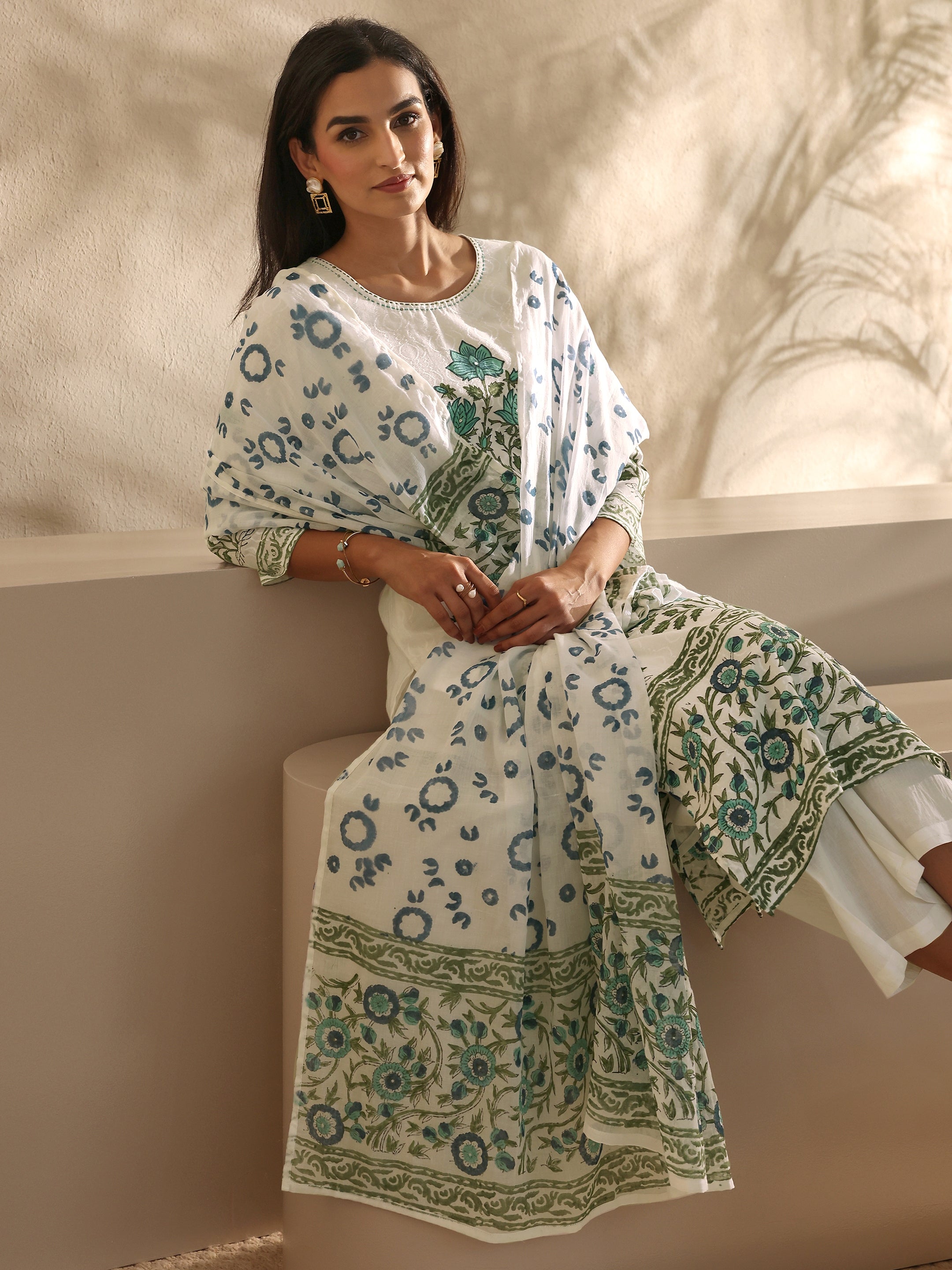 libas White Floral Printed Cotton Straight Suit Set With Dupatta-picture-46