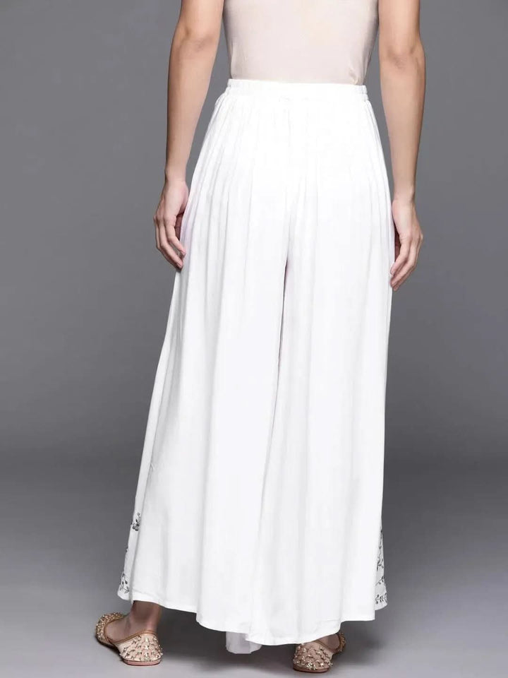 White Hem Design Rayon Palazzos - Libas