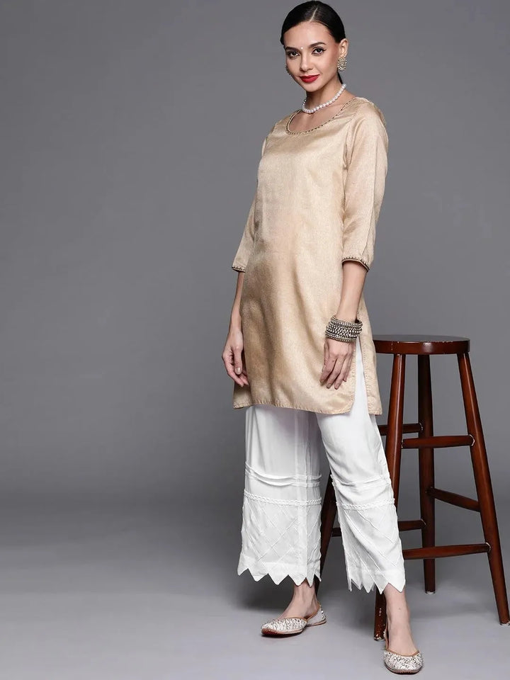White Hem Design Rayon Palazzos - Libas