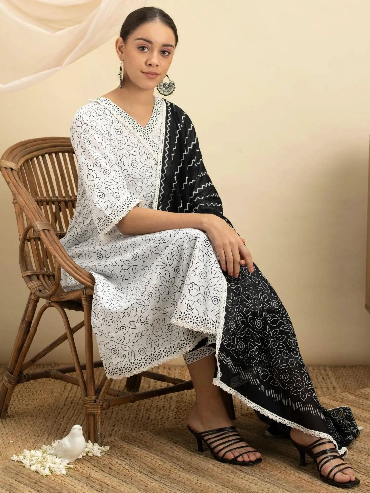 

Buy White Printed Cotton Suit Set - 13023O-XS | Libas Ethnic Wear Online