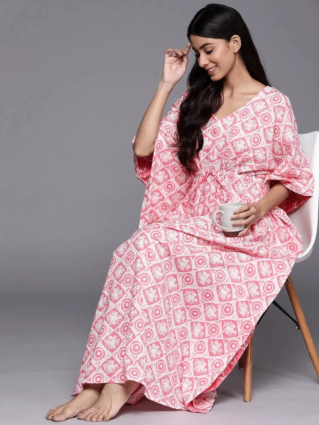 Buy White Printed Cotton Night Dress Online at Rs.989 Libas