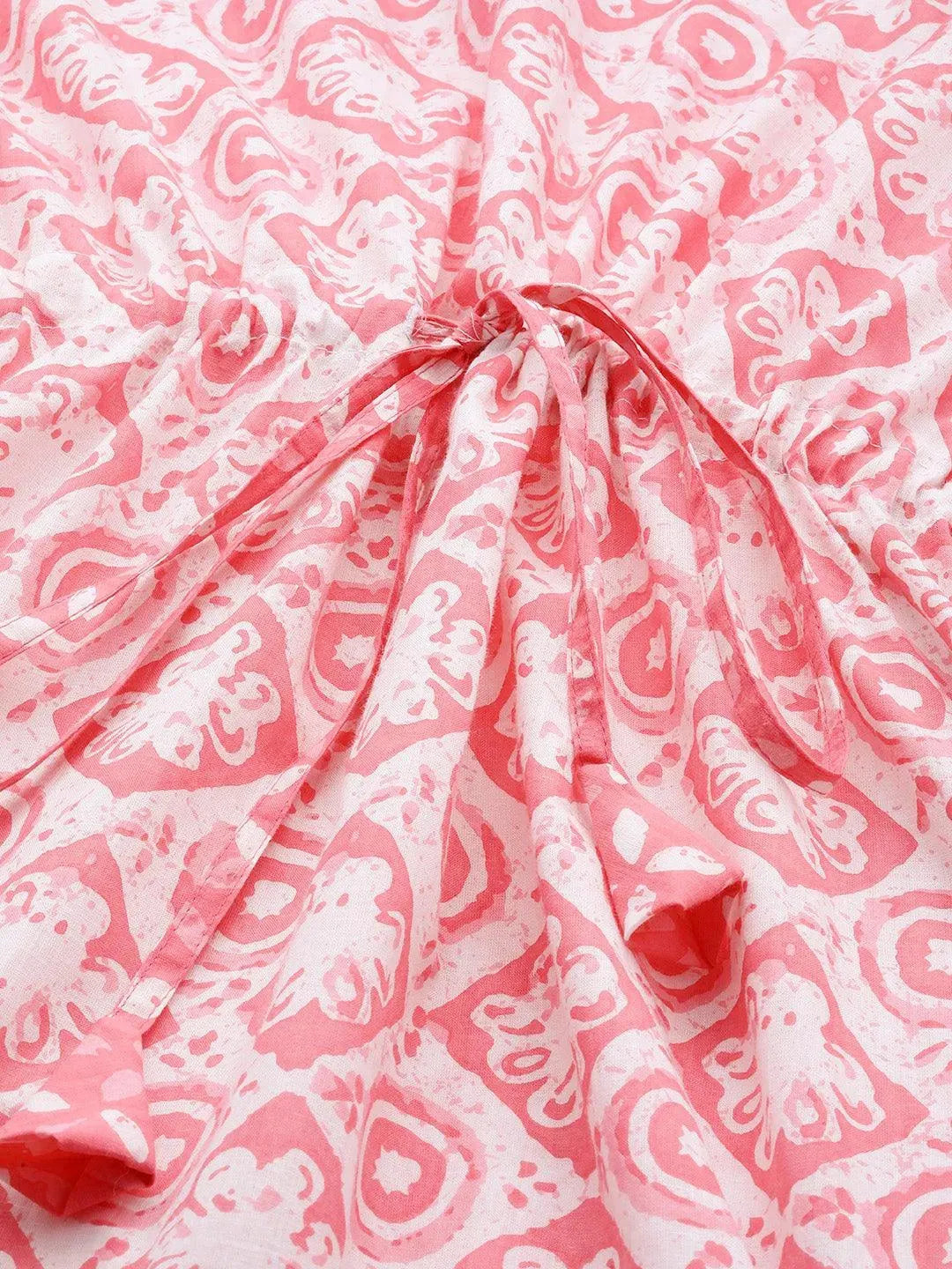 White Printed Cotton Night Dress - Libas 