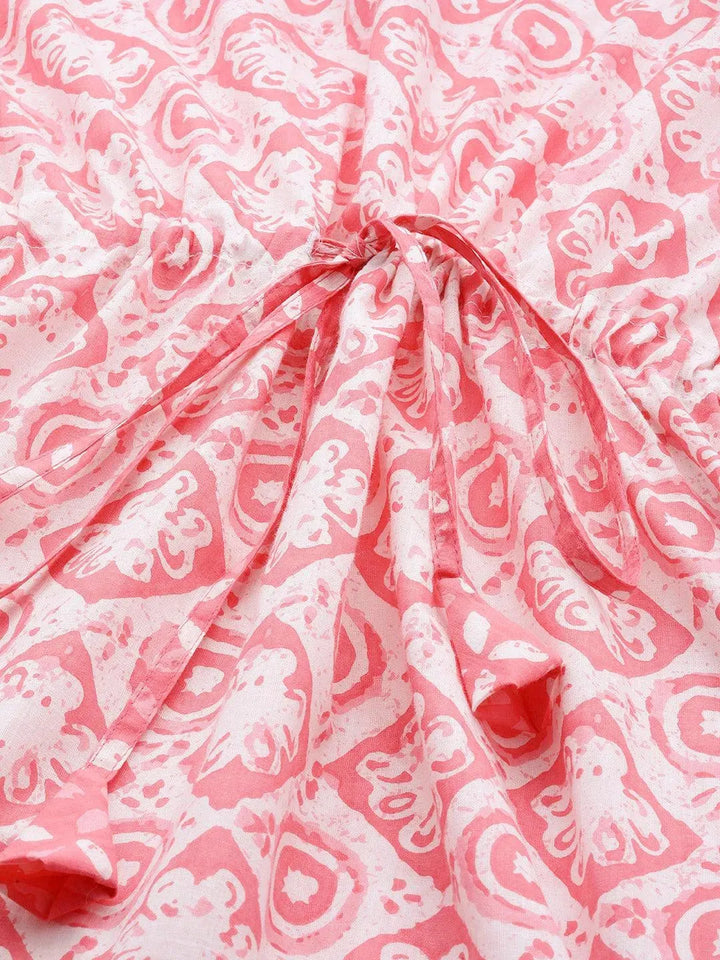 White Printed Cotton Night Dress - Libas