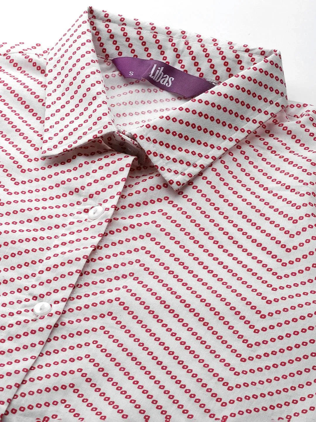 White Printed Cotton Night Suit - Libas 