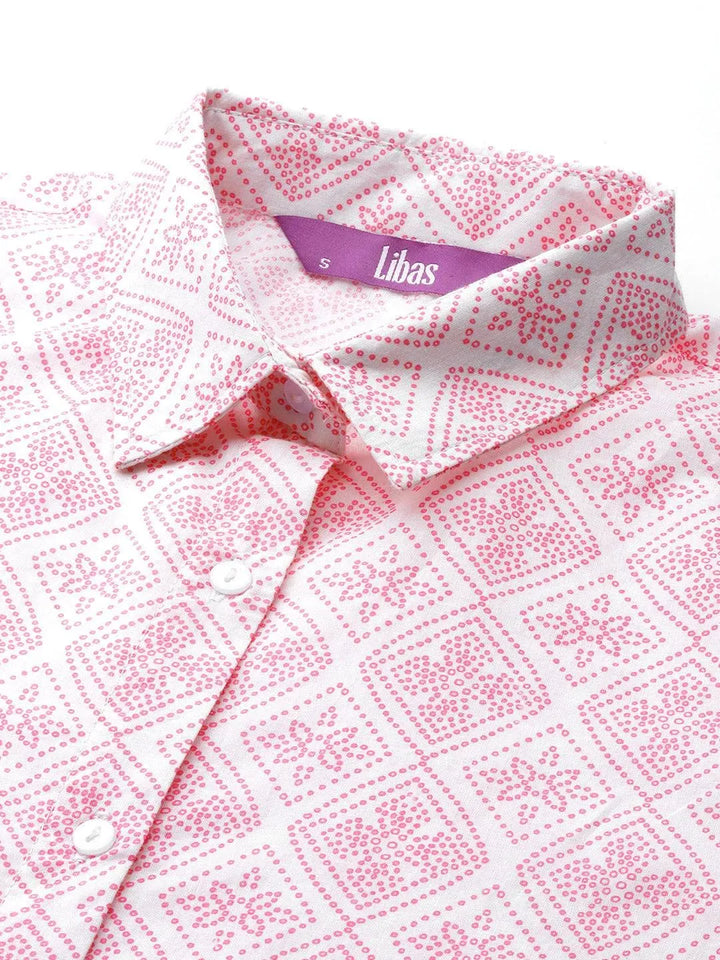 White Printed Cotton Night Suit - Libas