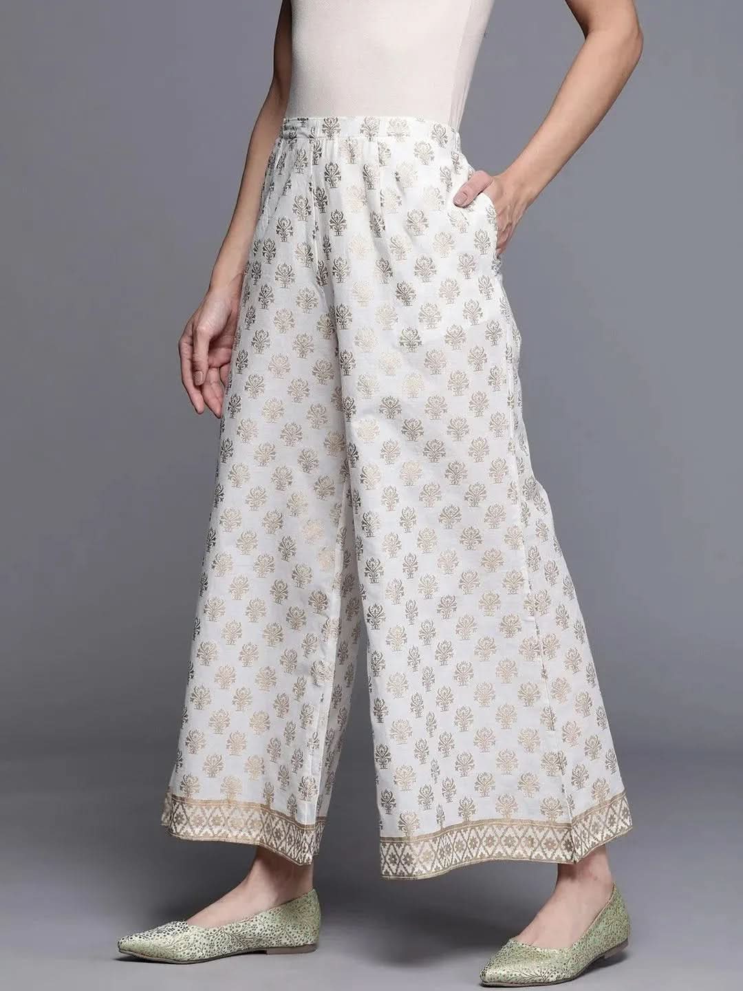 

Buy White Printed Cotton Palazzos - PL968O- | Libas Ethnic Wear Online