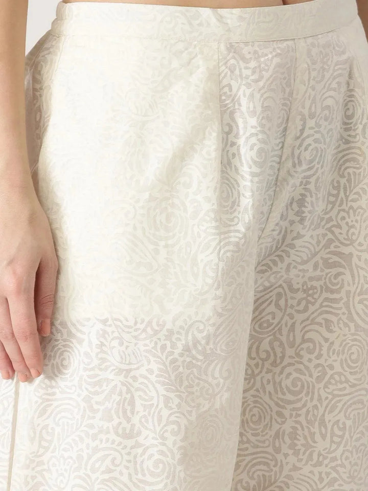 White Printed Cotton Palazzos - Libas