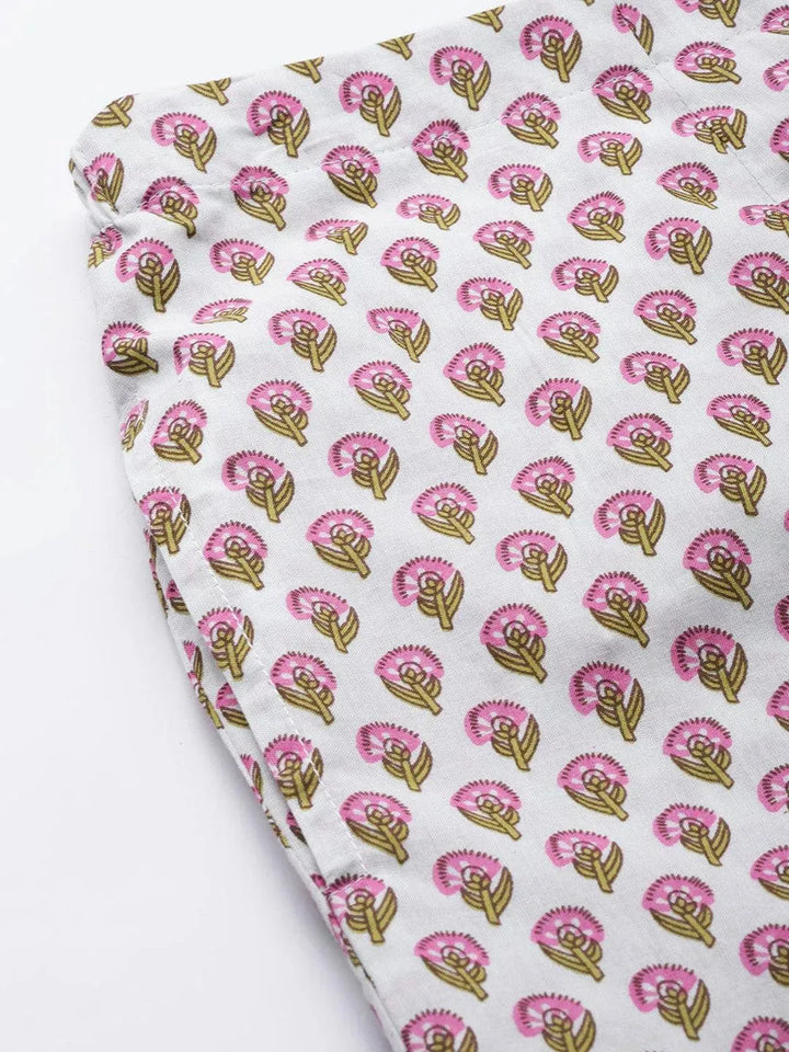 White Printed Cotton Palazzos - Libas