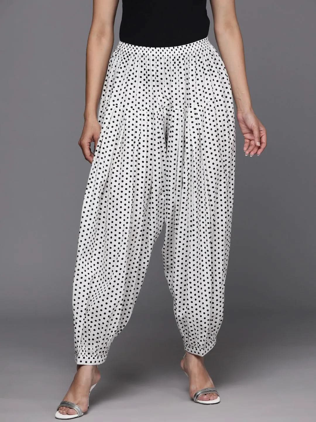 White Printed Cotton Salwar - Libas 