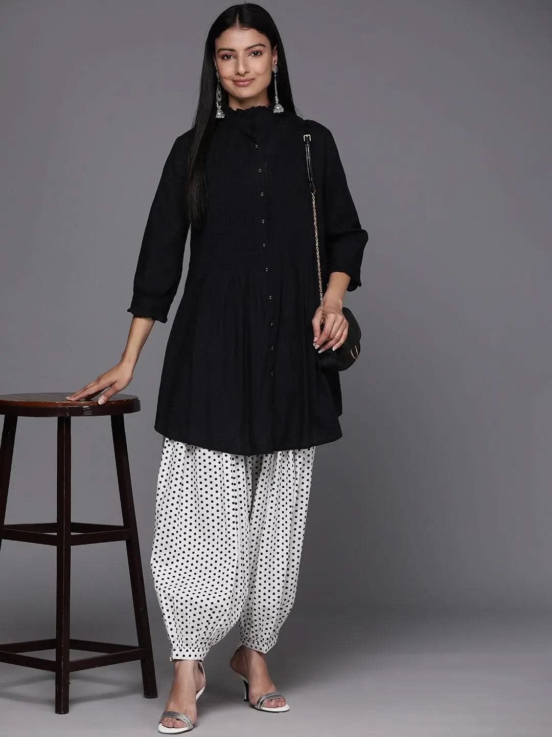 White Printed Cotton Salwar - Libas 