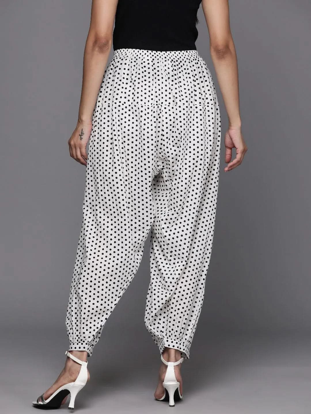 White Printed Cotton Salwar - Libas 