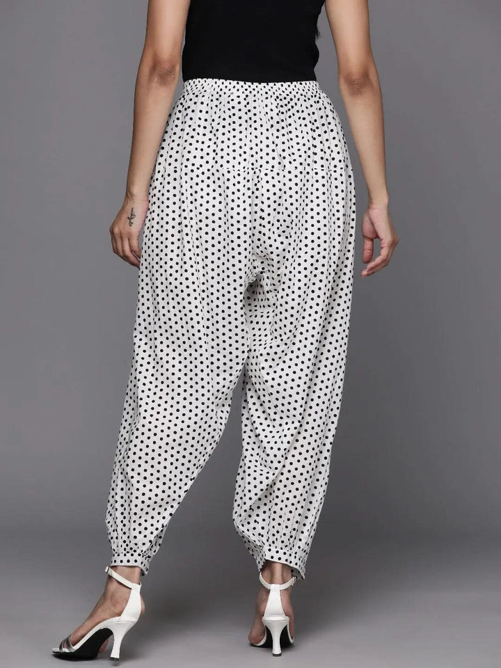 White Printed Cotton Salwar - Libas