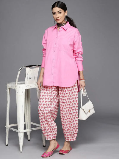 White Printed Cotton Salwar Pants - Libas