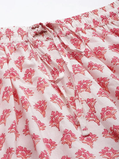 White Printed Cotton Salwar Pants - Libas