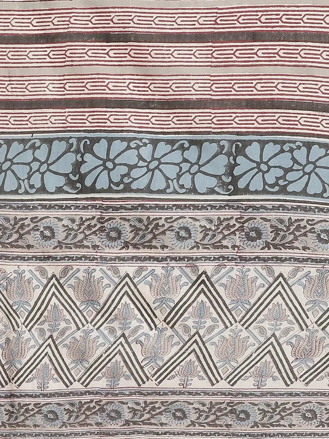 White Printed Cotton Saree - Libas 
