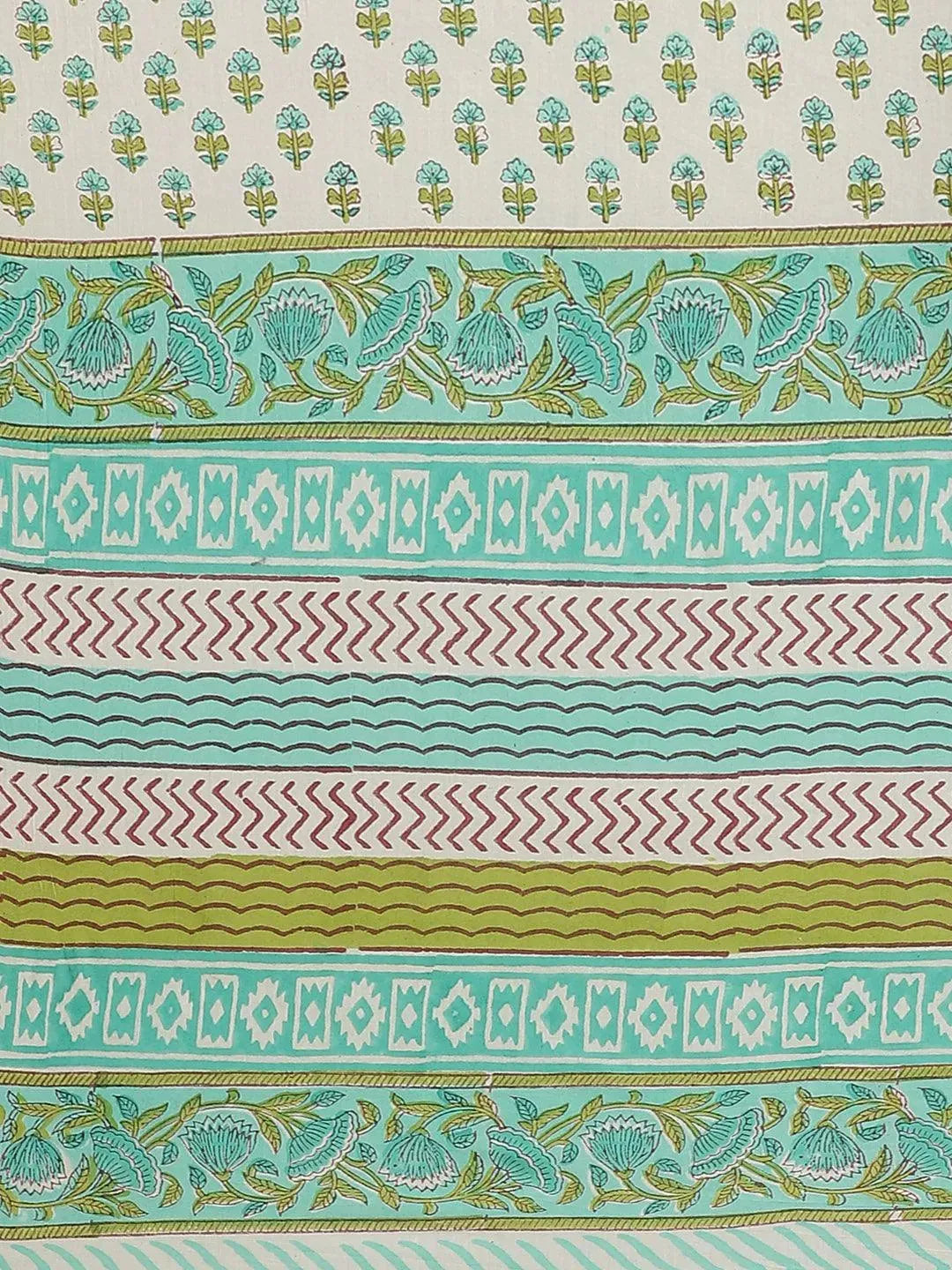 White Printed Cotton Saree - Libas 