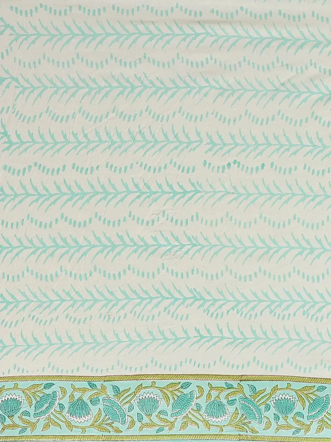 White Printed Cotton Saree - Libas 