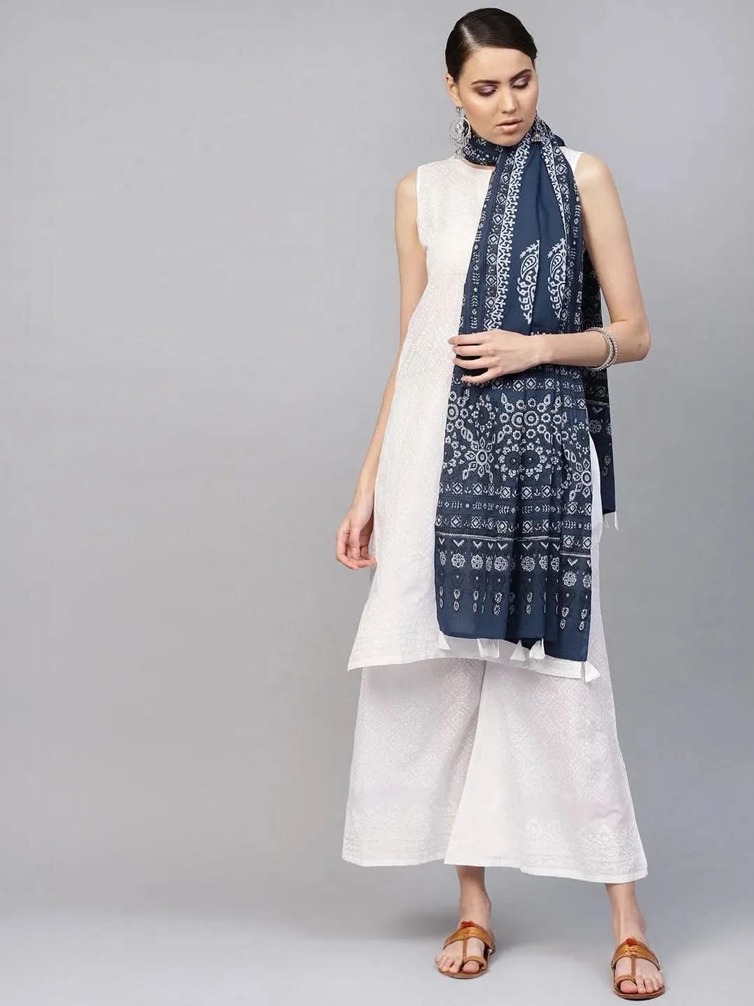 

Buy White Printed Cotton Suit Set - 6385- | Libas Ethnic Wear Online