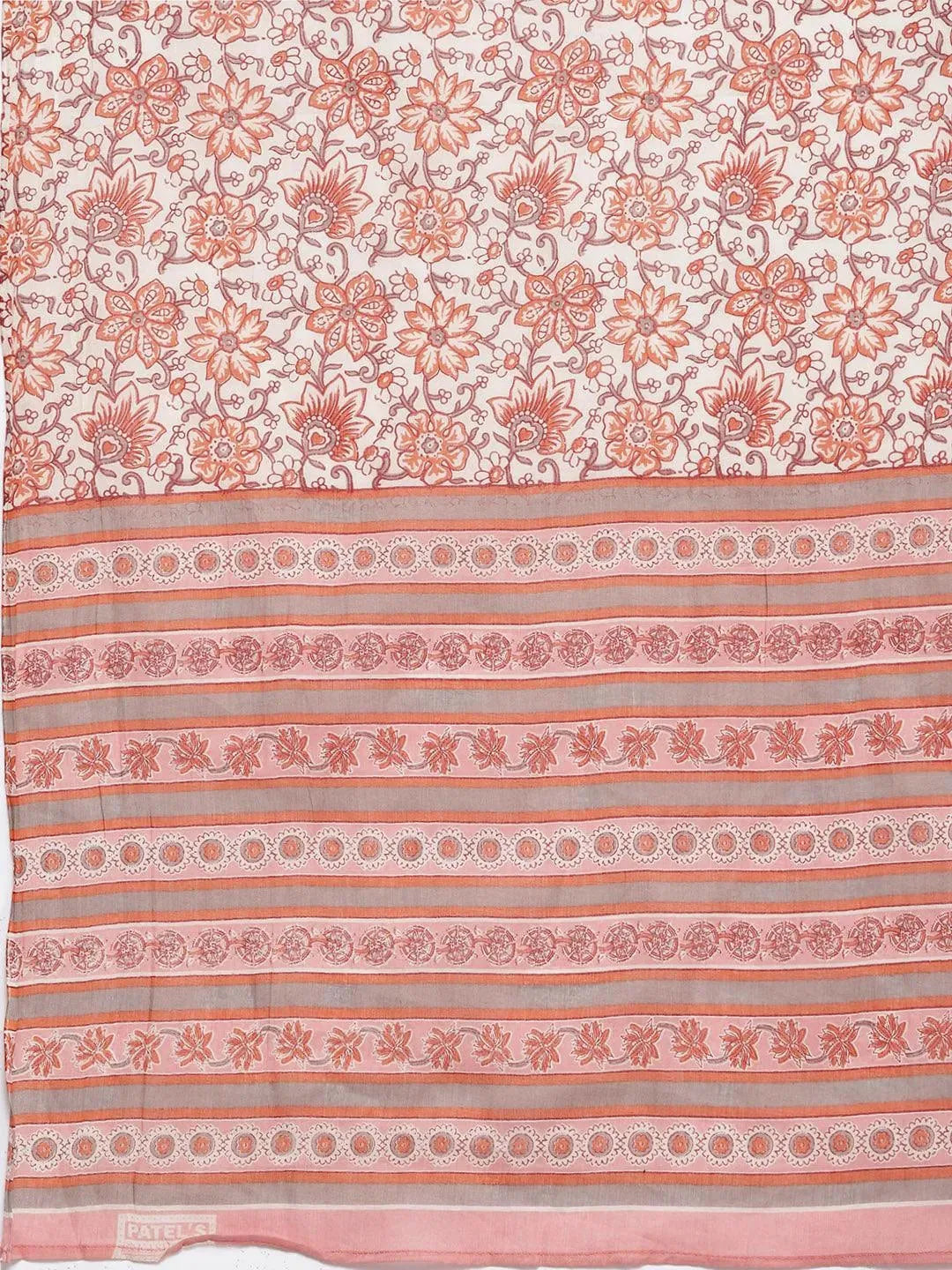 White Printed Cotton Straight Suit Set - Libas 