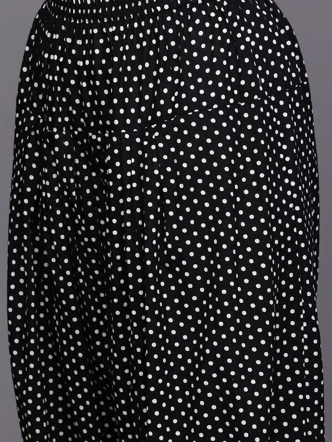 Black Yoke Design Cotton Straight Kurta With Trousers & Dupatta - Libas 