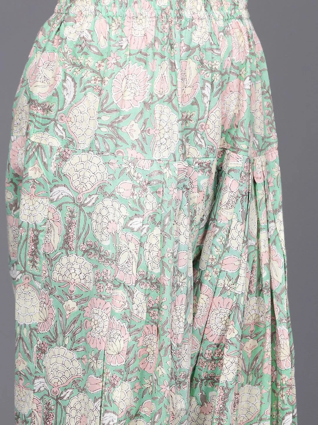 White Printed Cotton Straight Kurta With Salwar & Dupatta - Libas 