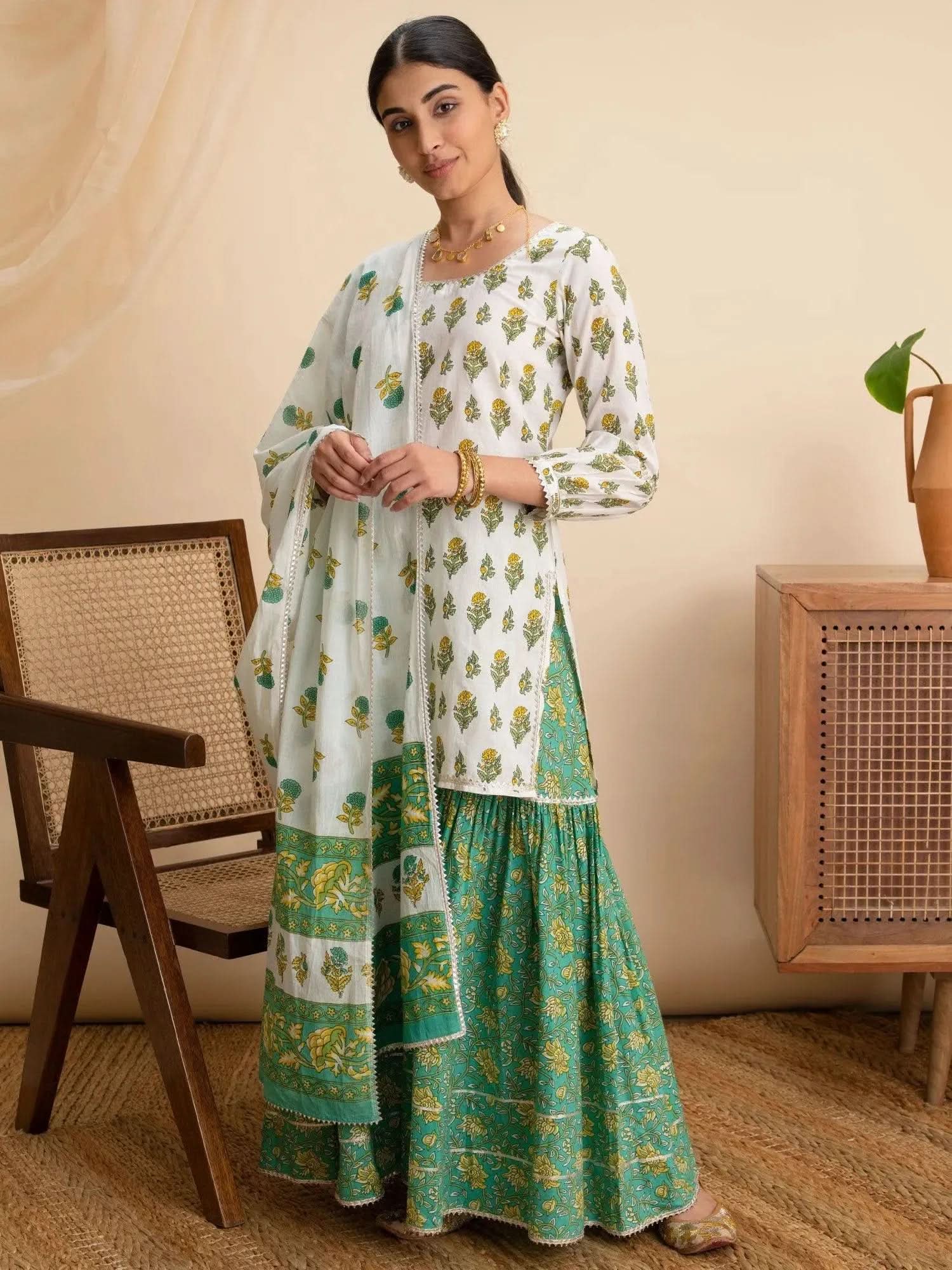 

Buy White Printed Cotton Suit Set - 20088O- | Libas Ethnic Wear Online