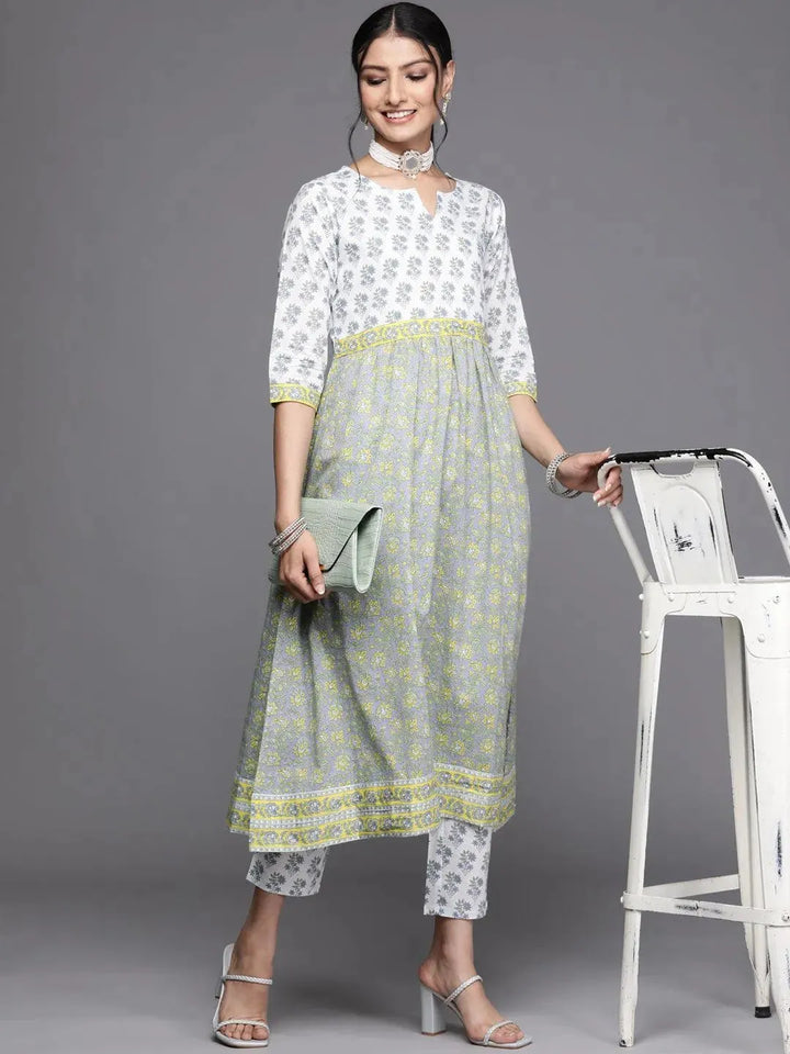 White Printed Cotton Trousers - Libas