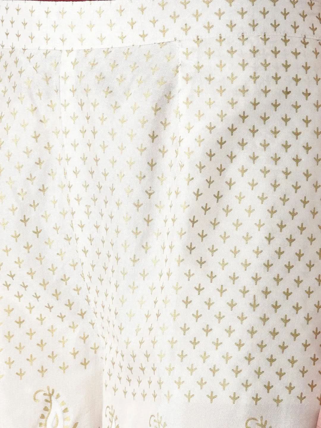 White Printed Polyester Palazzos - Libas 
