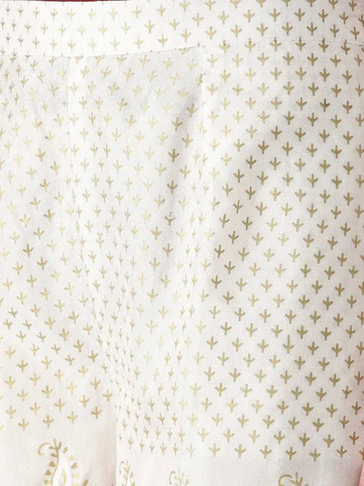 White Printed Polyester Palazzos - Libas