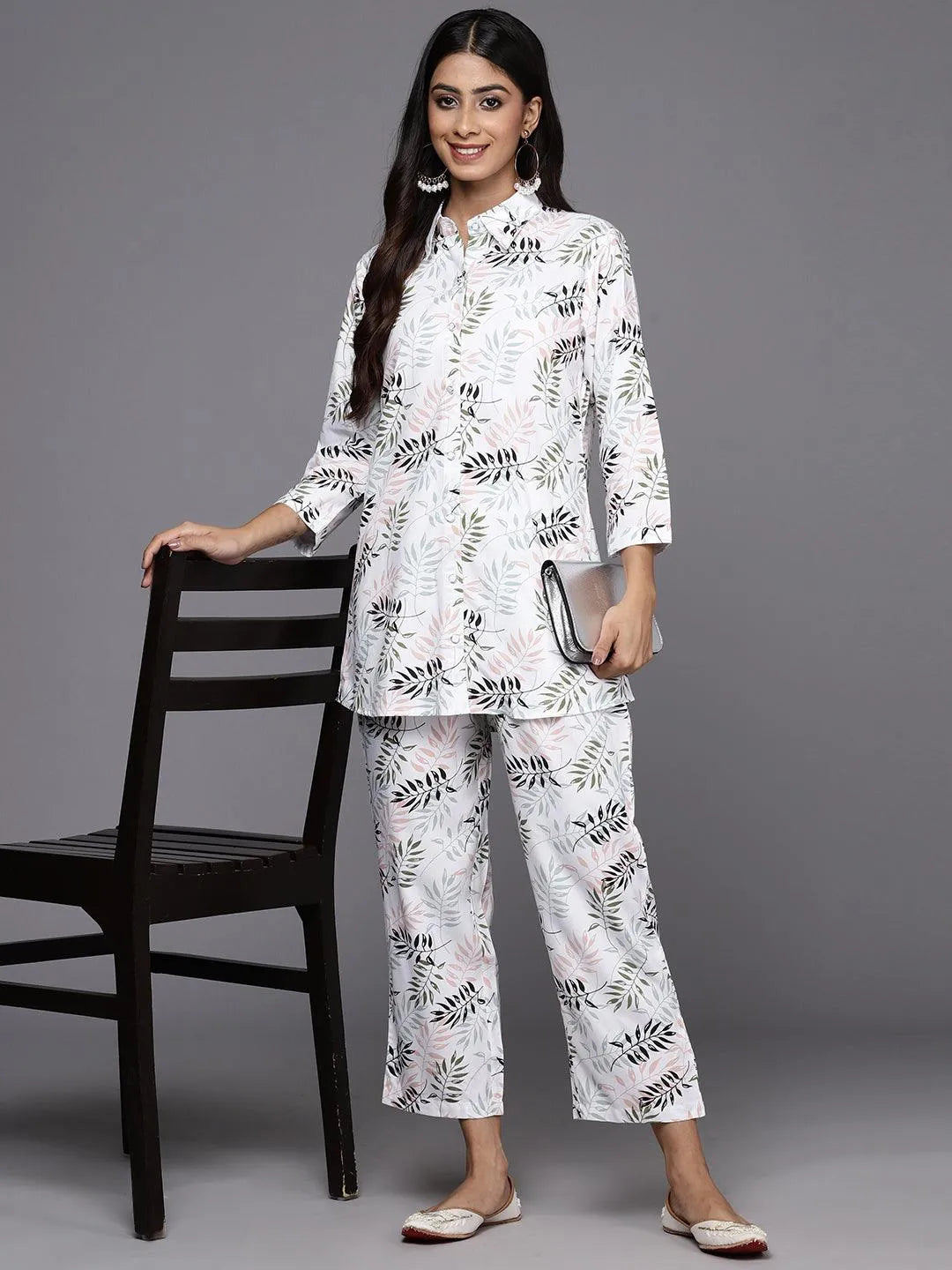 White Printed Rayon Co-Ords - Libas 