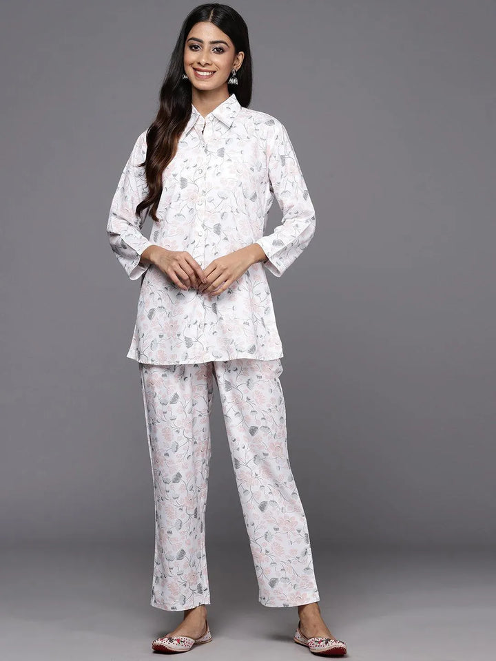 White Printed Rayon Co-Ords - Libas