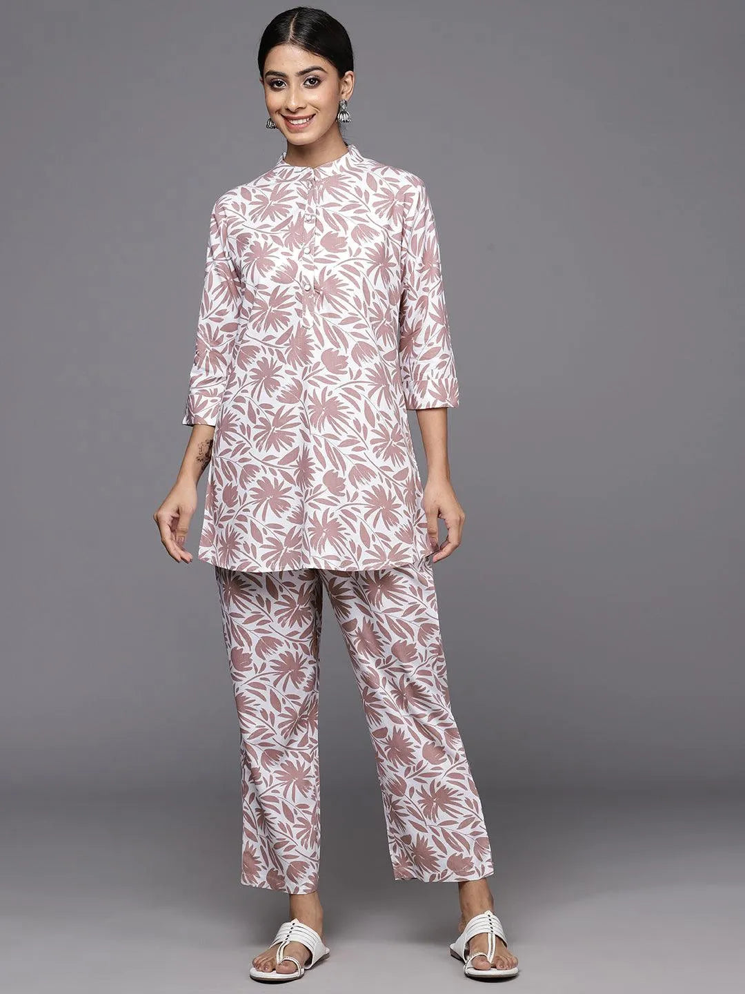 White Printed Rayon Co-Ords - Libas