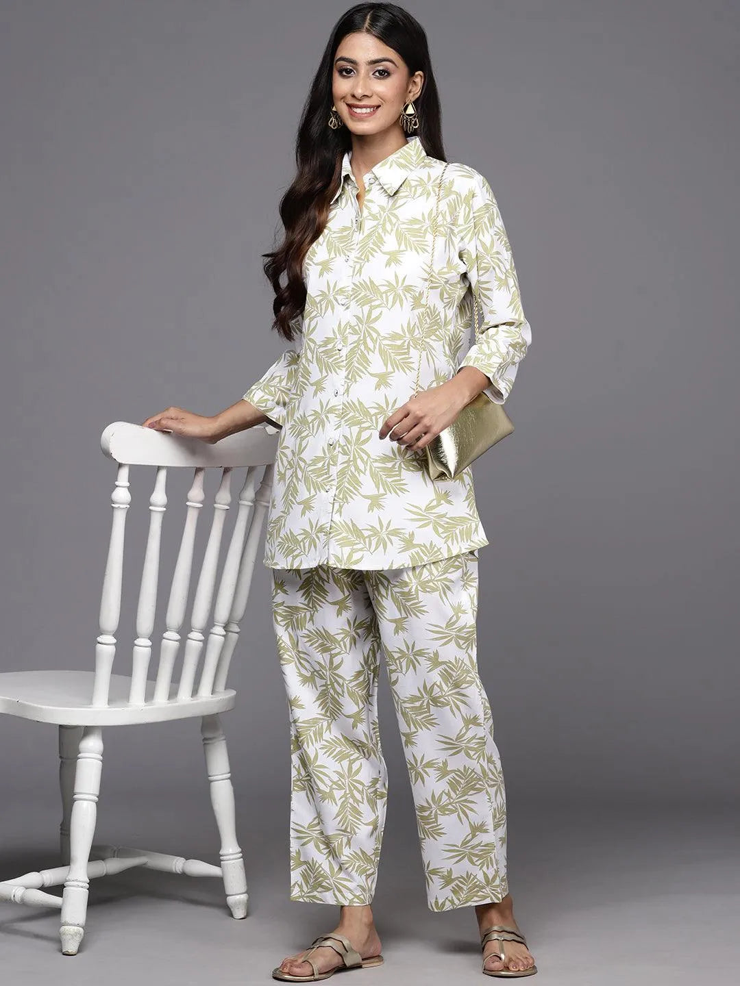 White Printed Rayon Co-Ords - Libas