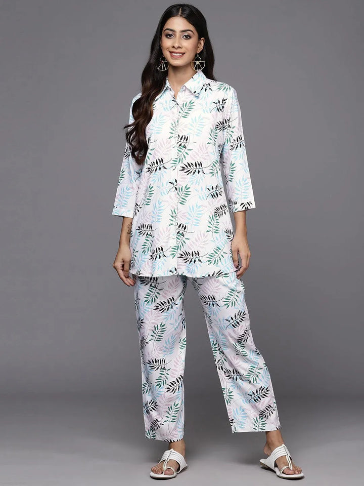 White Printed Rayon Co-Ords - Libas