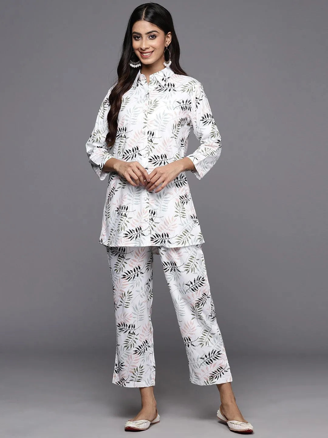 White Printed Rayon Co-Ords - Libas