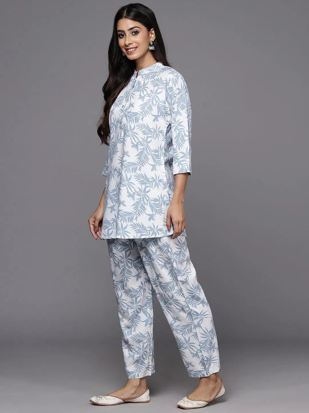 White Printed Rayon Co-Ords - Libas 