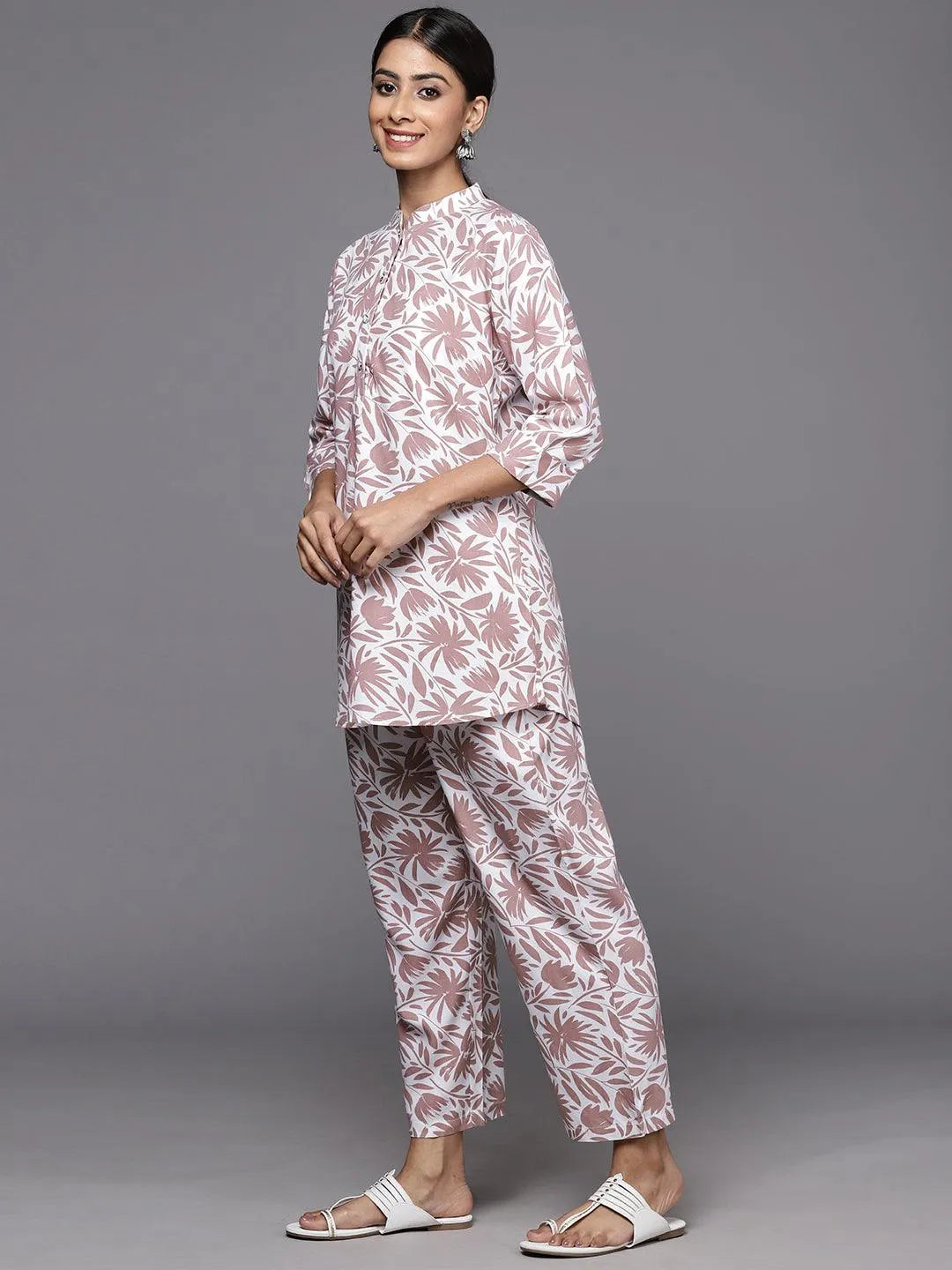 White Printed Rayon Co-Ords - Libas