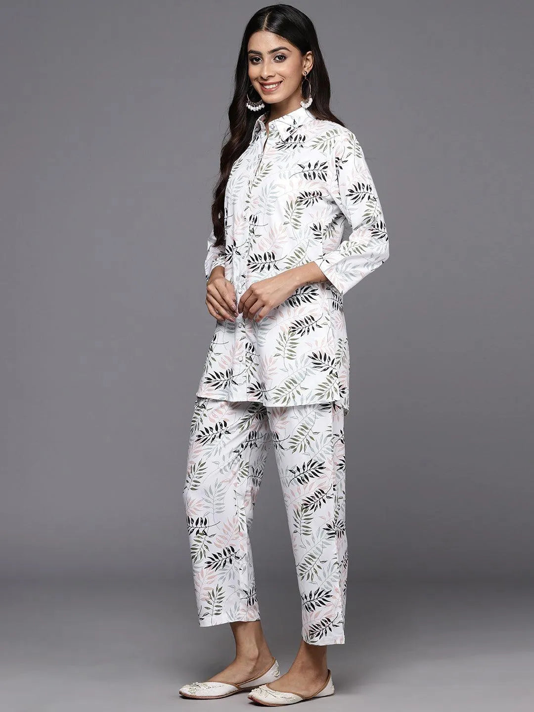 White Printed Rayon Co-Ords - Libas 