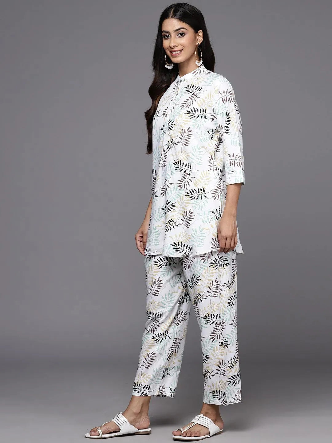 White Printed Rayon Co-Ords - Libas