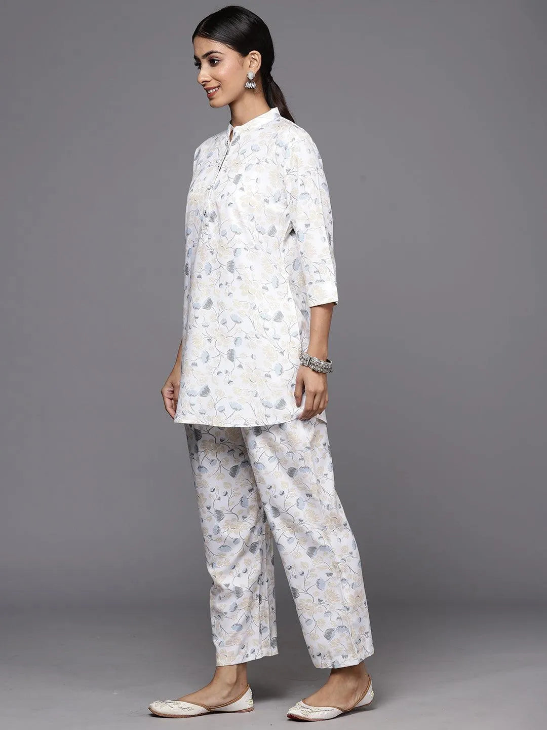 White Printed Rayon Co-Ords - Libas 