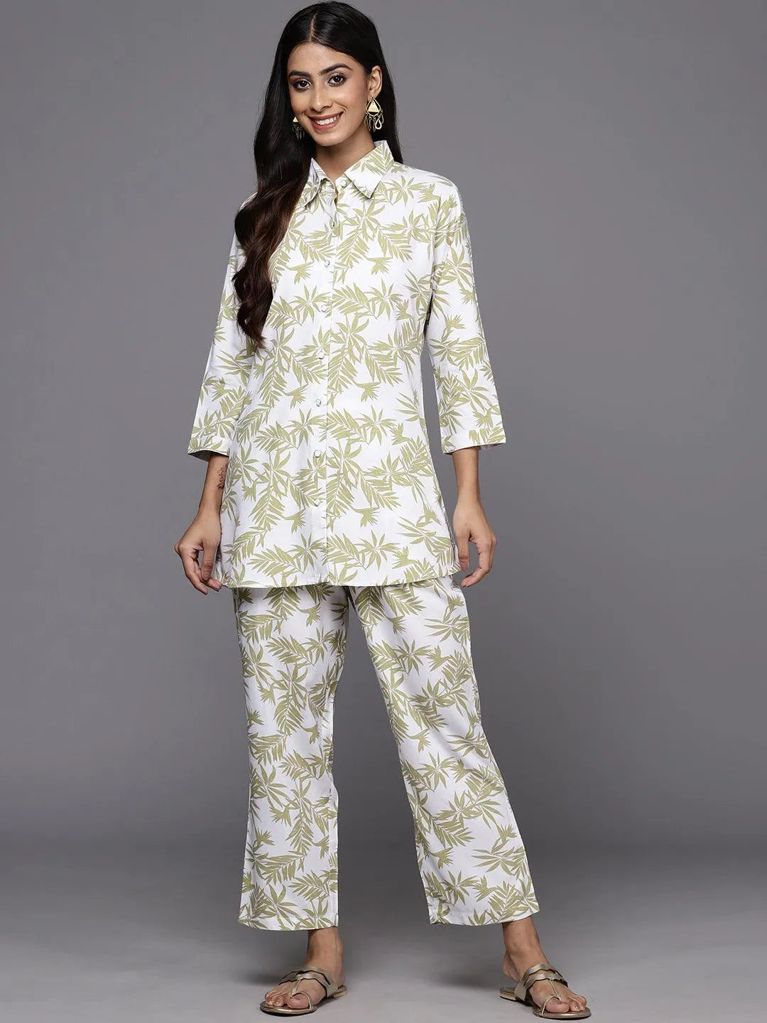 White Printed Rayon Co-Ords - Libas 