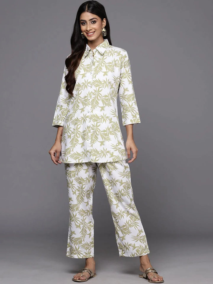 White Printed Rayon Co-Ords - Libas