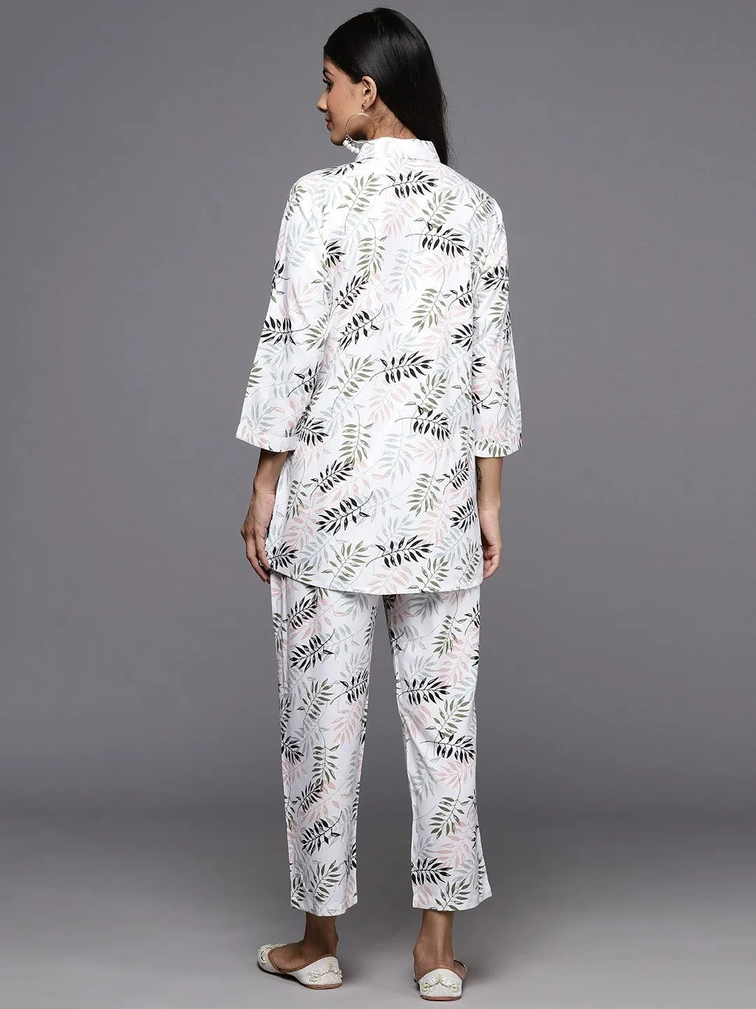 White Printed Rayon Co-Ords - Libas 