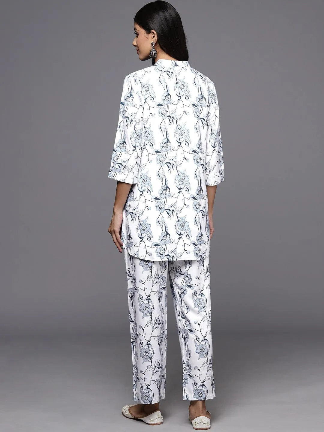 White Printed Rayon Co-Ords - Libas 